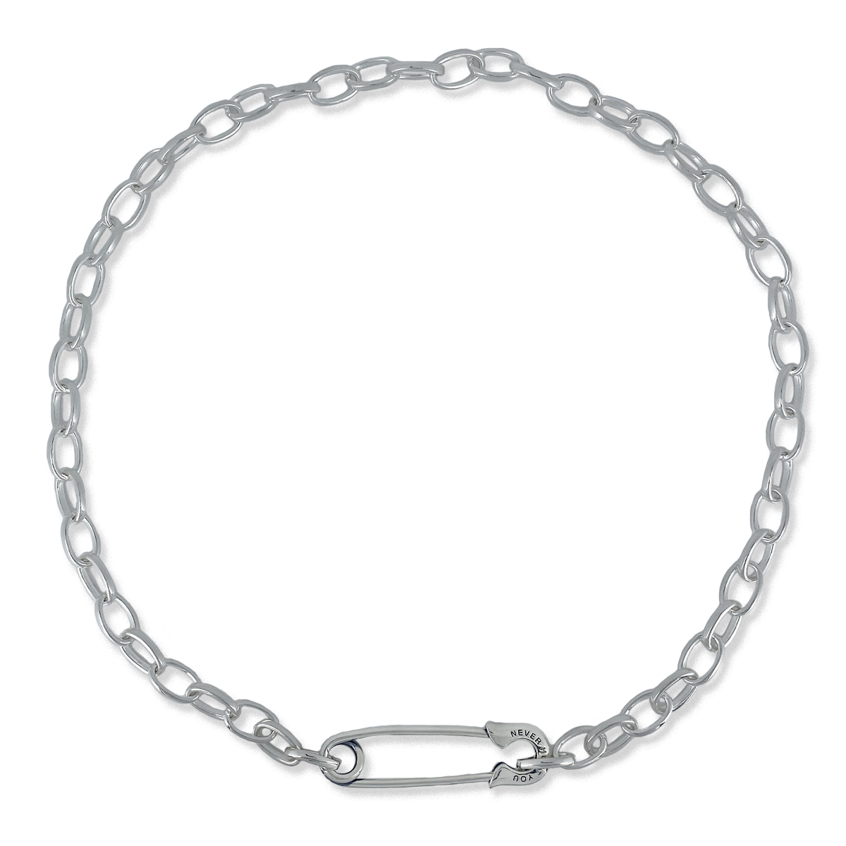 OFF THE WALL NEVER HURT YOU SAFETY PIN CHAIN NECKLACE