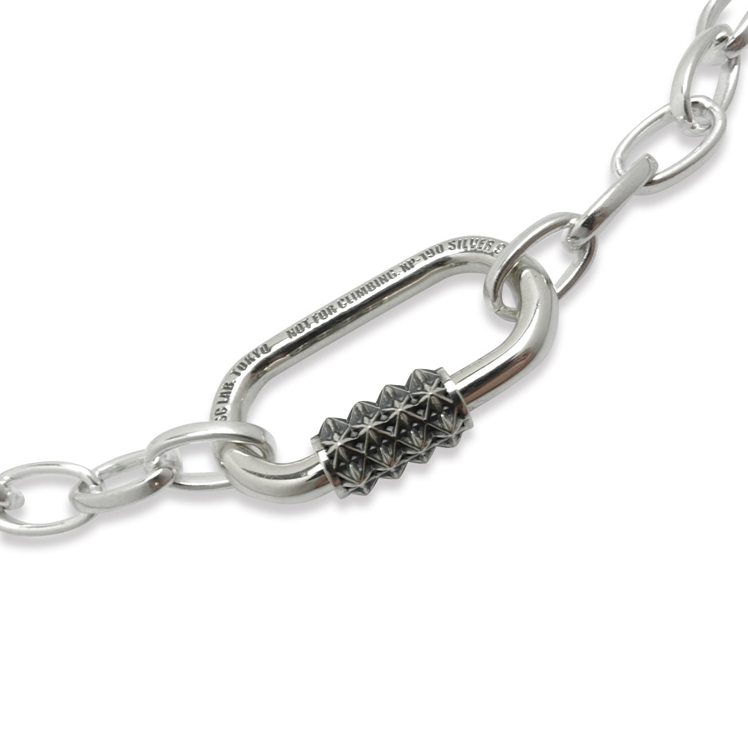 TRIPLE X STUDS KARABINER NECKLACE