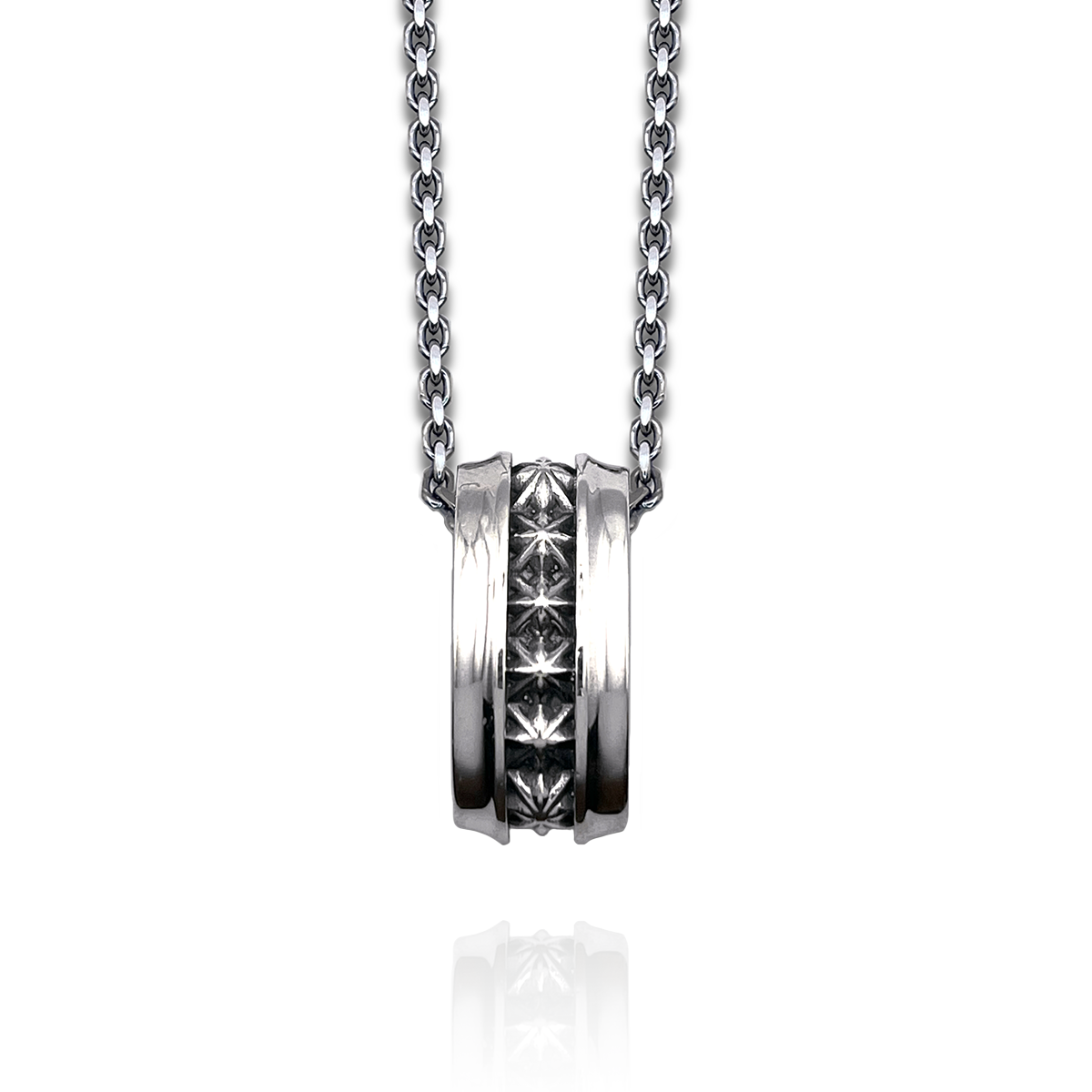 TRIPLE X STUDS HARF ROUND TOP PENDANT