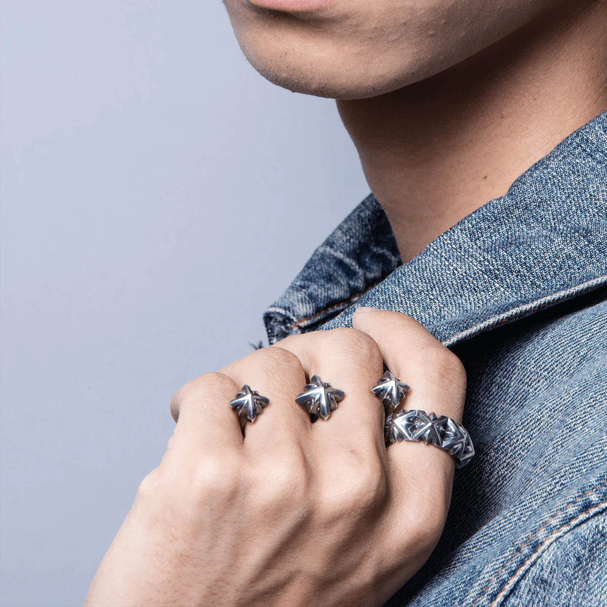 TRIPLE X 3 STUDS DOUBLE RING