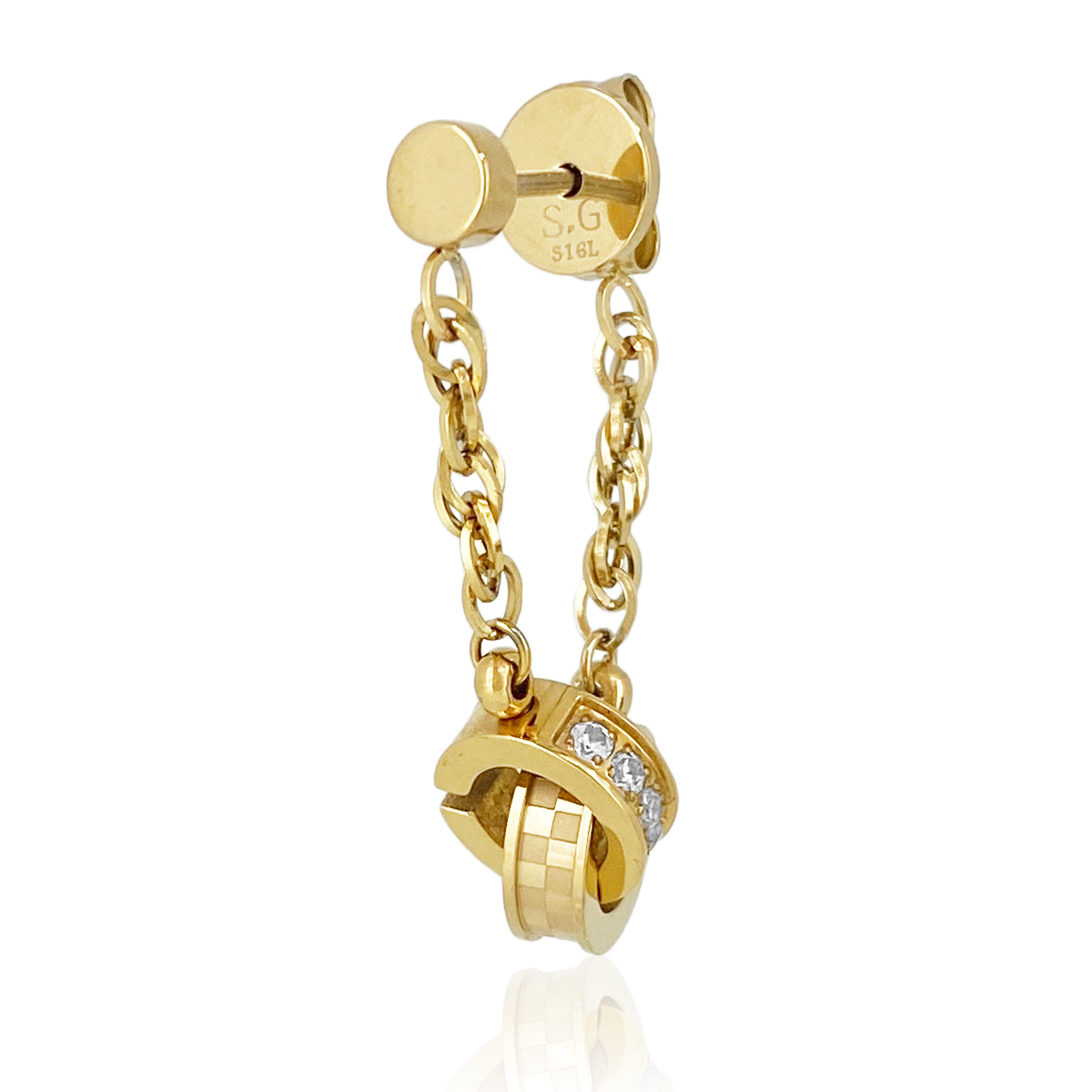 Double ring earrings (for one ear)